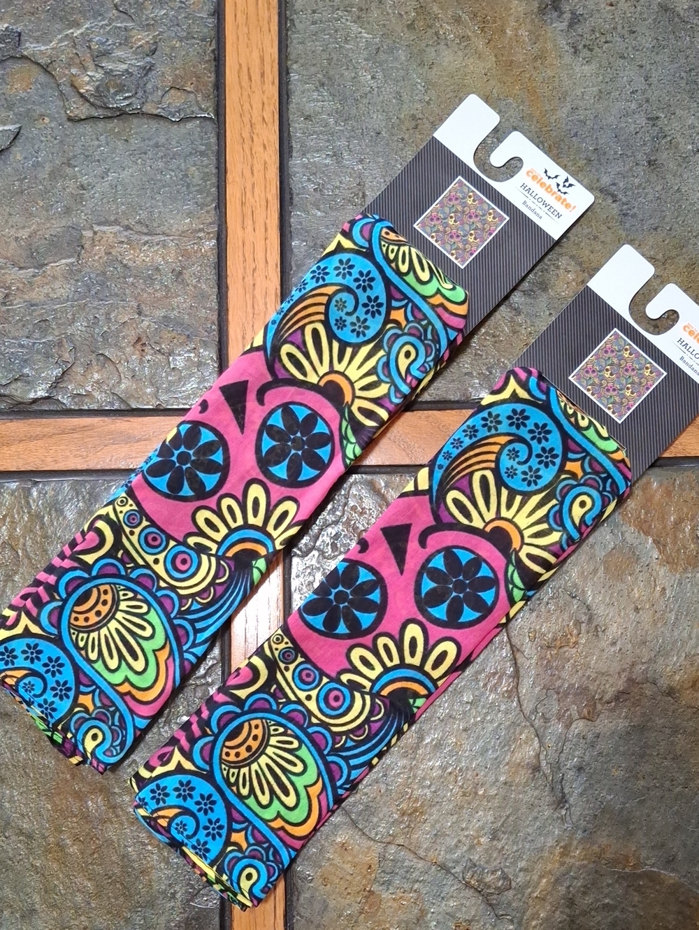 Vibrant Multicolor Day Of Skulls Bandana/Twilly